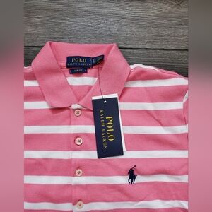 Polo Ralph Lauren Sport Pink White Polo Shirt SLIM FIT Striped